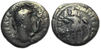 Roman Imperial denarius Lucius Verus 164 AD MARS in Military Dress
