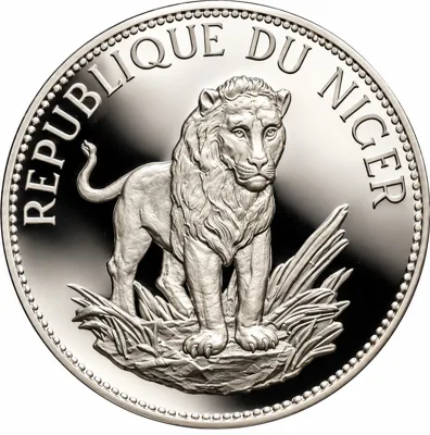 RARE ! Niger: 10 Francs 1968 Silver Coin — African Lion Treasure