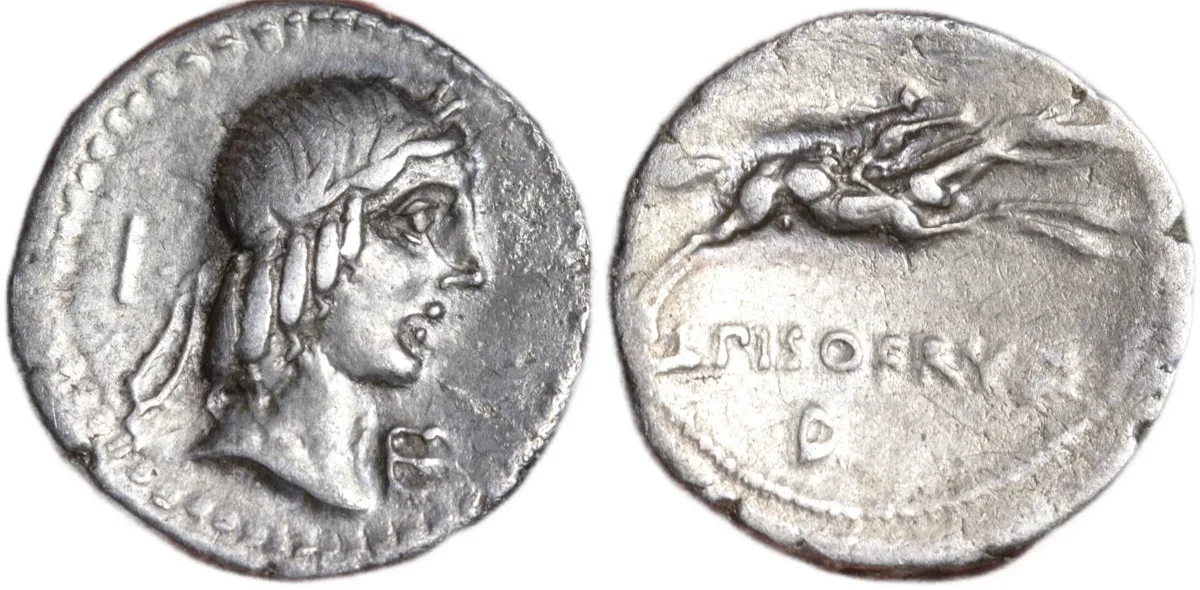 Roman Republic Silver Denarius 90BC L. Calpurnius Piso Frugi