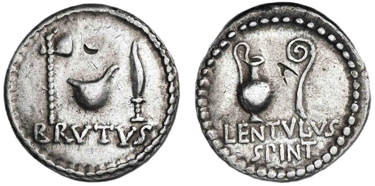 Brutus, with L. Cornelius Lentulus Spinther. 43–42 BC.