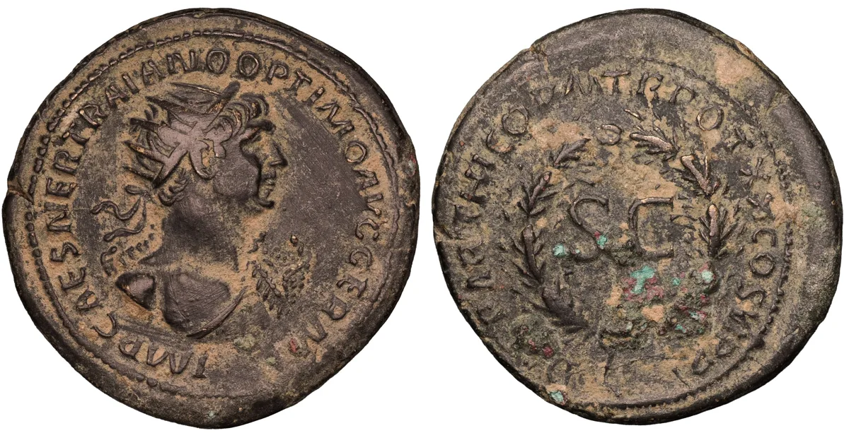 Trajan. Æ Dupondius, Rome, AD 112-114