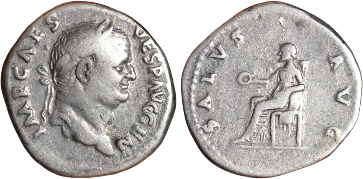 Vespasian Silver Denarius 73AD Salus Reverse