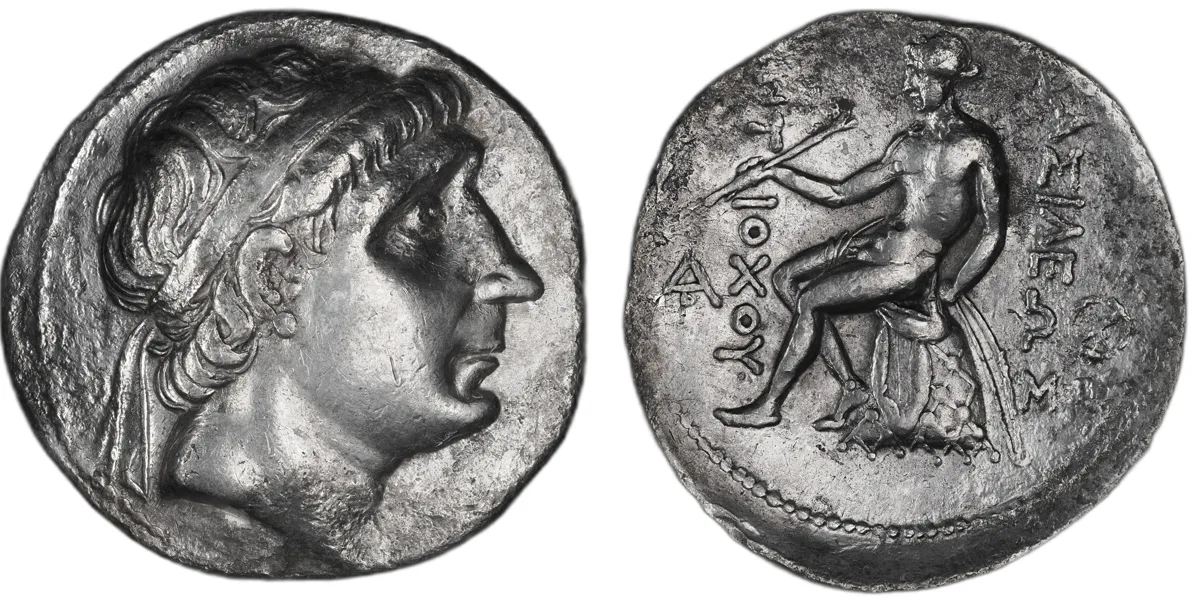 Antiochos I Soter AR Tetradrachm, Seleucia on Tigris, Apollo on Omphalos