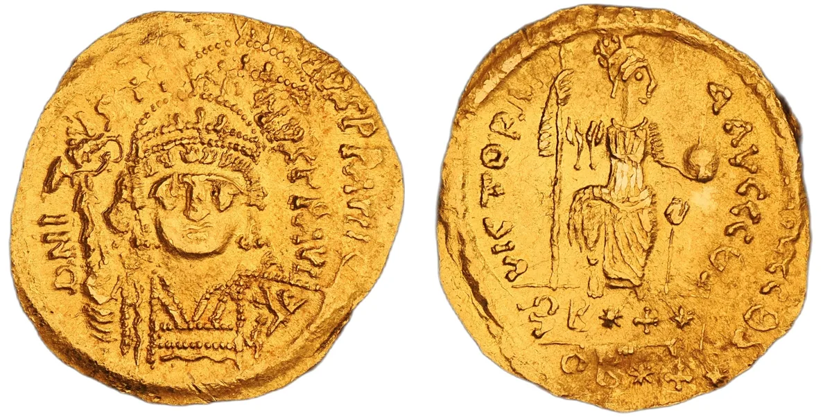 Justin II, 565-578. AV Light Weight Solidus, Contested Mint