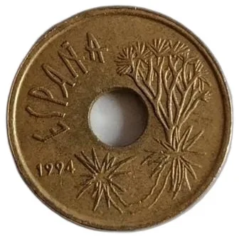 25 Pesetas 1991, 1994, 1997, Aluminium bronze, F-AU
