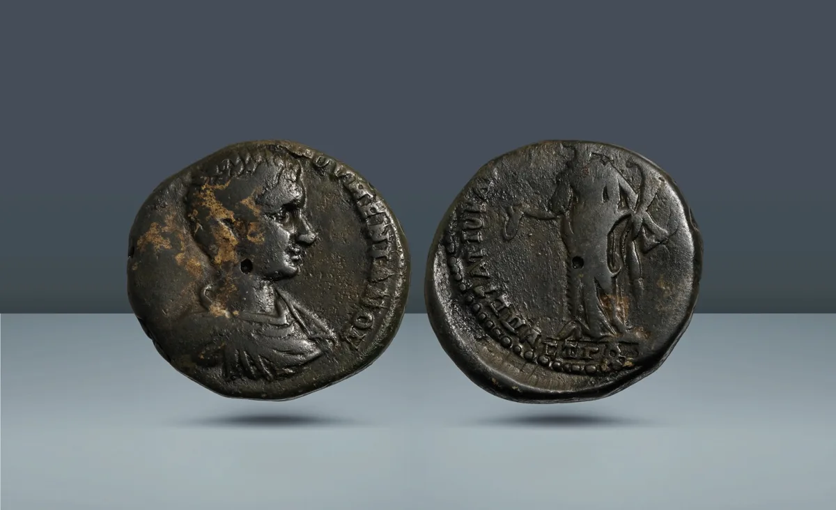 ROMAN EMPIRE, Moesia Inferior. Diadumenian, as Caesar / Statius Longinus, legatus consularis, 217-218 AD Nicopolis ad Istrum, c. 217-218 AD