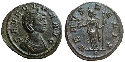 Severina (wife of Aurelian) BI Denarius. Rome, AD 275.
