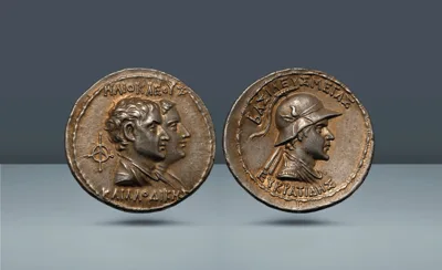 Greco-Bactrian, Bactrian Kingdom. Eukratides I Megas with Heliokles and Laodike, c. 170-145 BC