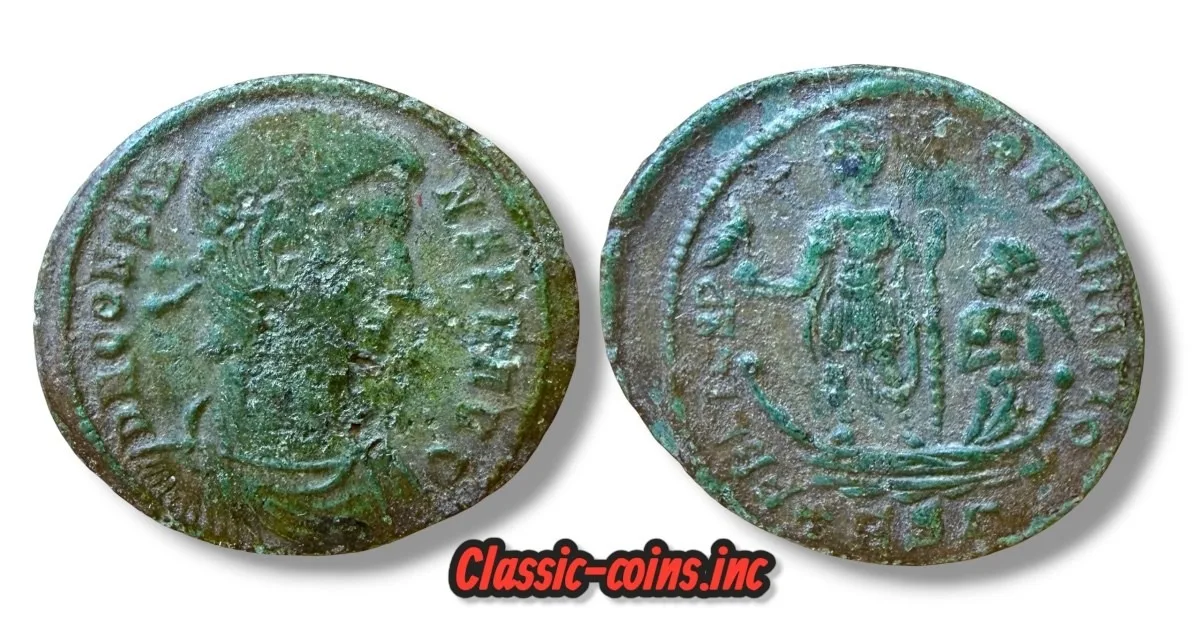 Constans, as Augustus 337–350 AD   AE2 Bronze, Thessalonica mint, 3rd officina,