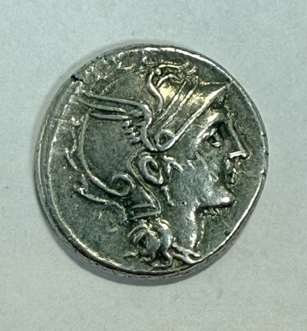 T. Manlius Mancinus, A. Claudius Pulcher and Q. Urbinius (111-110 BC) Denarius