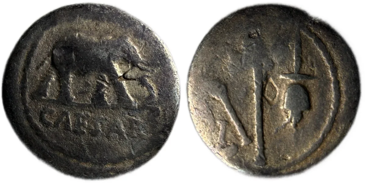 JULIUS CAESAR. Denarius (49 BC). Military mint traveling with Caesar.