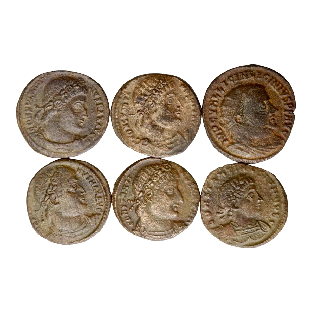 6 Later Roman AE3, Constantinian Dynasty, c. AD 330-348