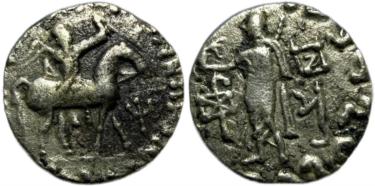 INDO-SKYTHIANS. Azes. AR Drachm. c. 58-12 BC