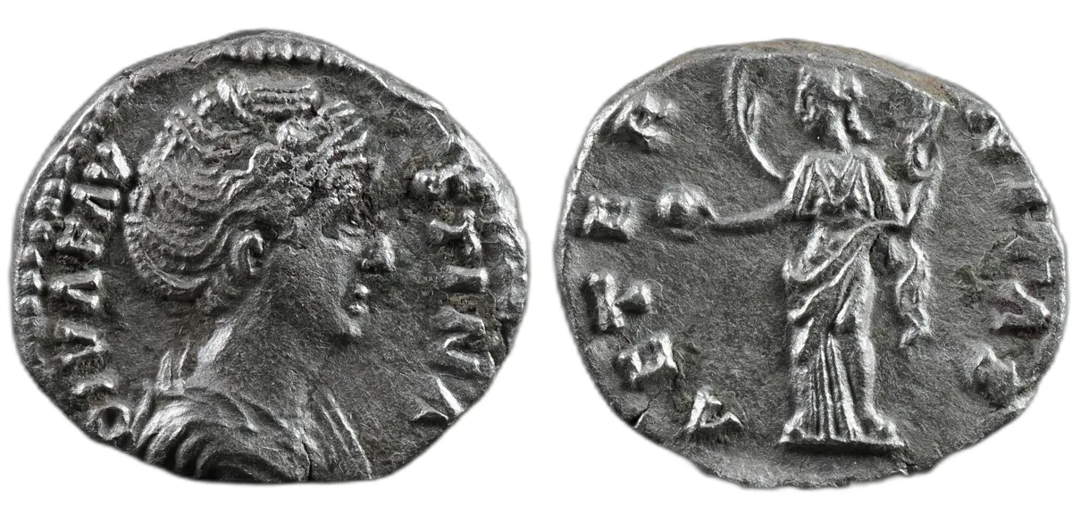 Diva Faustina I AR Denarius AETERNITAS with phoenix Rome AD 141 RIC 347