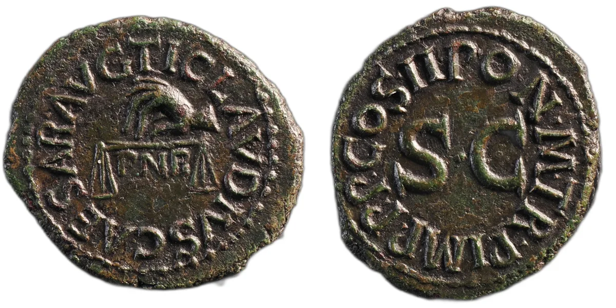 Claudius AE Quadrans Rome AD 41-42 Hand and Scales PNR SC RIC 91 COS II