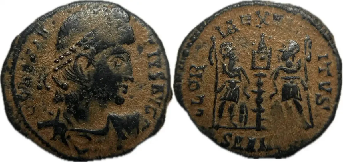 Constantius II AE4 | Rv. GLORIA EXERCITVS | Antioch Mint | 15mm