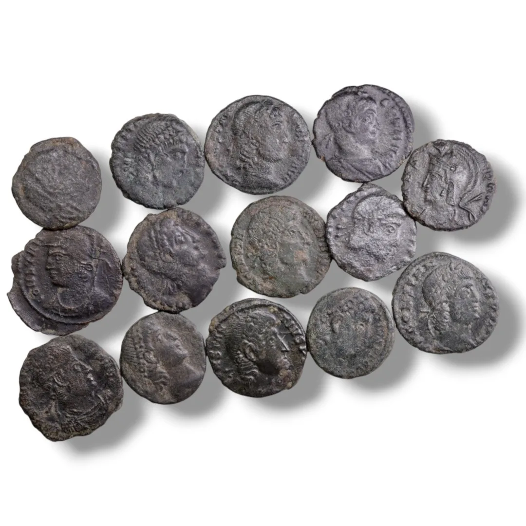 Lot of 14 Late Roman Bronze Coins – 4th Century AD (Constantinian)