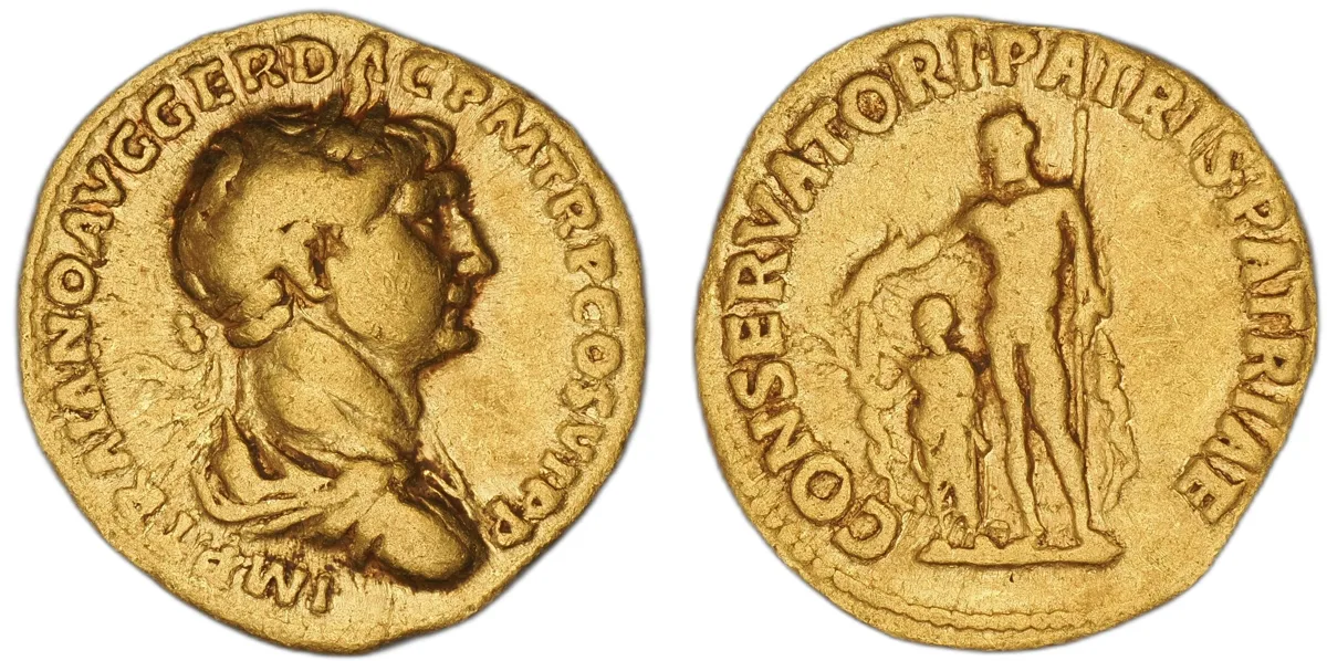 TRAJAN, 98–117. AV Aureus