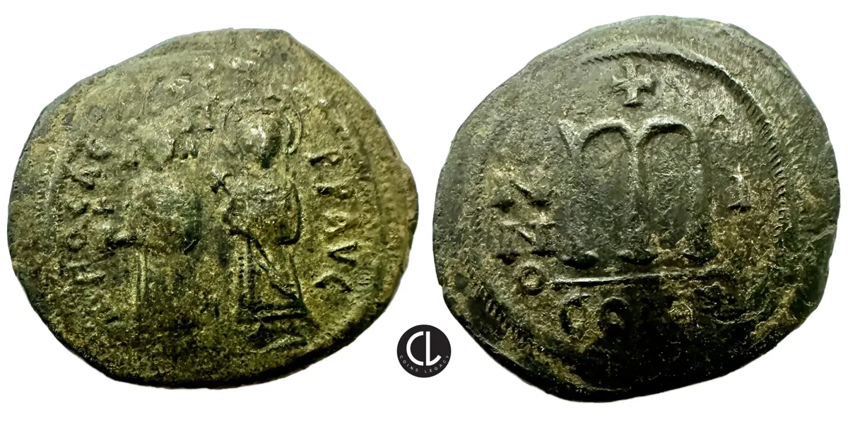 Phocas with Leontia, AE Follis, Constantinopole Mint, RY 1 = 602/3