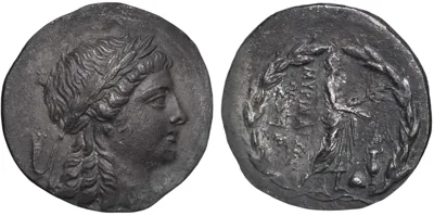 Myrina, Aeolis, 155-145 BC, "Stephanophoric" Tetradrachm