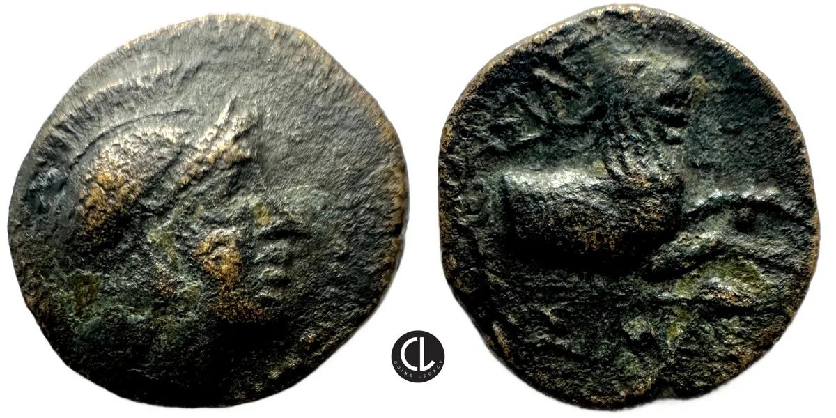 King of Thrace, Macadonian, Lysimachos, AE Circa 305-281 BC, Athena / Forepart Lion
