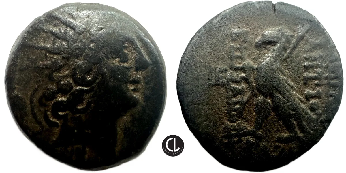 Seleukid Kingdom, Antiochos VIII Epiphanes (Grypos), AE Circa 121-96 BC, Diademed Head / Eagle