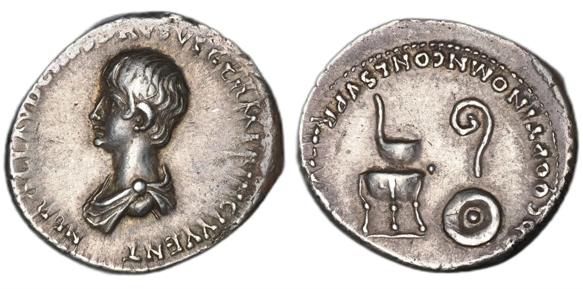 Nero, issued under Claudius as Caesar. AR Denarius.